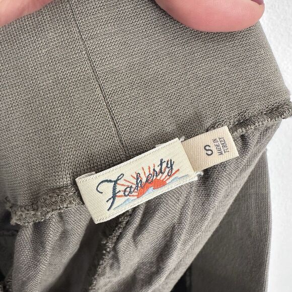 Faherty Arlie Day Jogger Pants S Pull On Linen Tencel Square Pockets Army Green - Picture 8 of 10